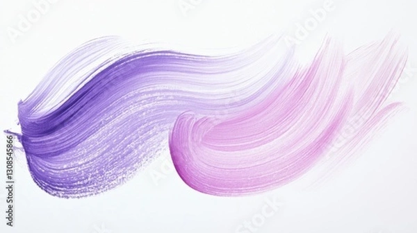 Fototapeta Flowing pastel brush strokes in purple and pink against a clean white background create a soothing visual texture