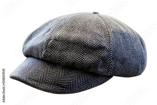 Fototapeta Grey herringbone newsboy cap with detailed texture