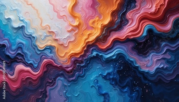 Fototapeta Abstract colorful wave patterns digital art vibrant ocean-inspired graphics creative environment vivid viewpoint