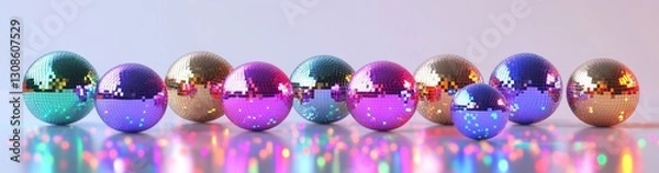Fototapeta Colorful Shiny Balls on Light Background