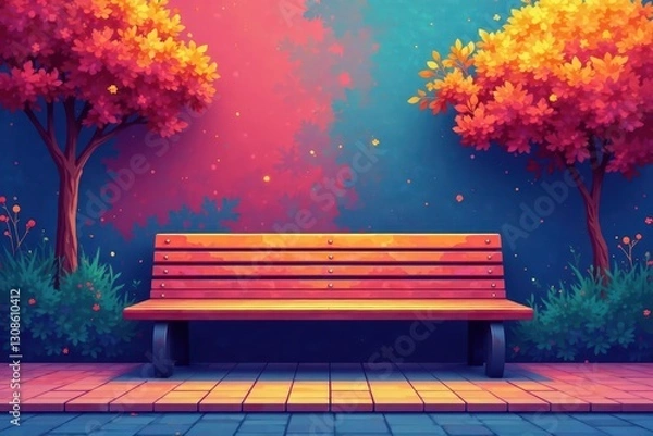 Fototapeta Abstract geometric bench designs, vibrant hues, vector art , shade, modern, bench