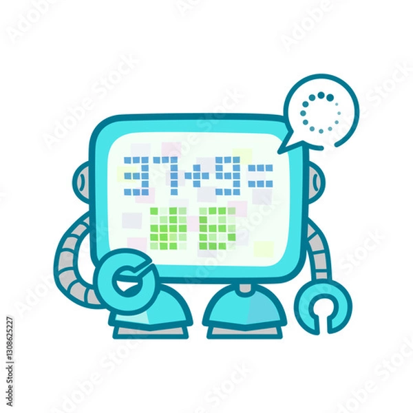 Obraz 計算をするテレビモニタータイプのロボット