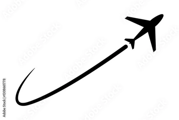 Obraz Airplane path icon. airplane take off showing travel design. flat vector illustration simple design.