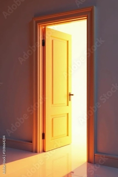 Fototapeta Door creaks open to reveal a bright and airy space, glow, light