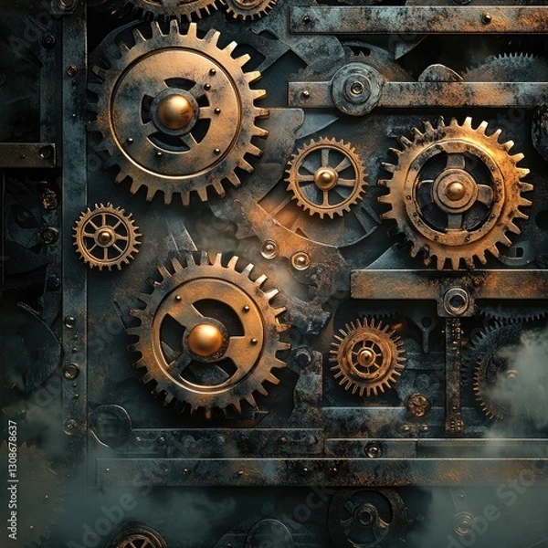 Fototapeta A gear inside a machine.