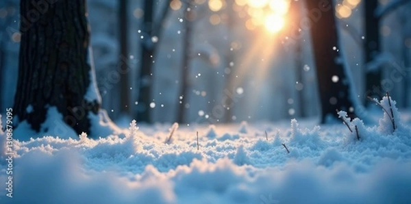 Obraz Twinkling snowflakes fall gently on the forest floor, frost, twinkle, quiet