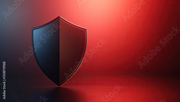 Obraz sleek black shield on red gradient background