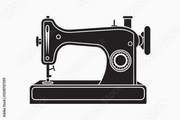 Obraz Vintage Tailor Elements Set design. sewing machine outline illustration on white background doodle