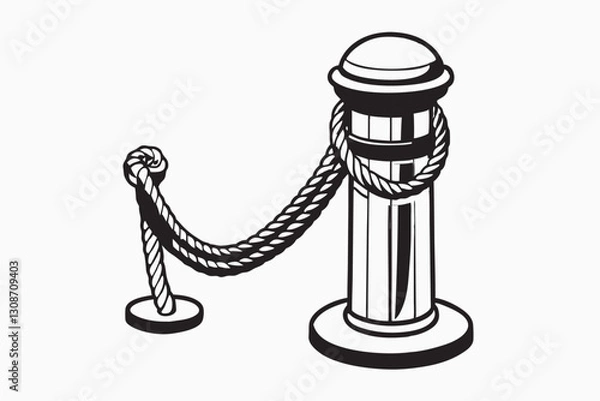 Fototapeta Mooring Bollards Vital Components in Harbor Safety Protocols vector illustration isolated on white background