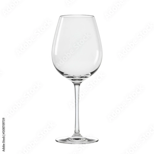 Obraz Elegant crystal wine glass with long stem isolated on transparent background