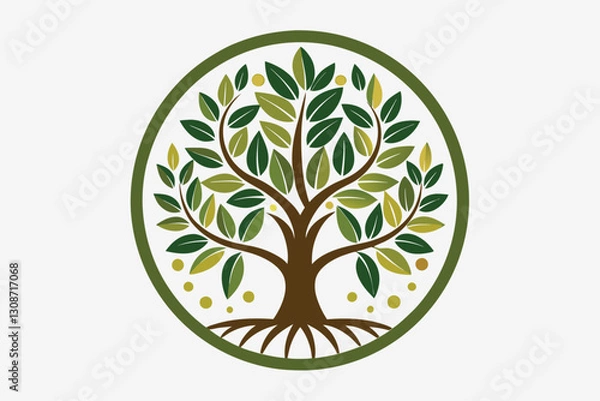 Fototapeta Hand drawn vector illustration of olive tree Isolated on white background Retro style. Muscat logo design