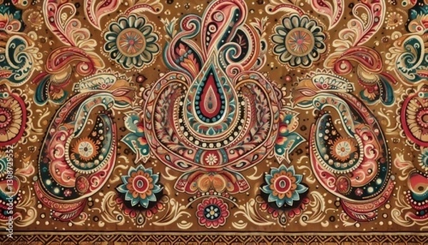 Fototapeta Decorated with traditional paisley patterns