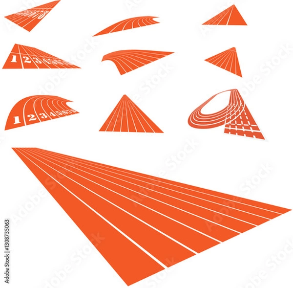 Obraz Running track with various perspective view collection set vector illustration