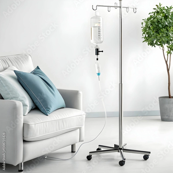 Obraz An IV drip is a medical treatment that delivers fluids, medications