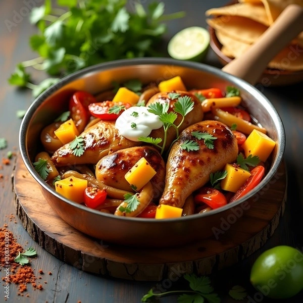 Fototapeta chicken with vegetables