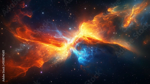 Fototapeta Colorful space galaxy cloud nebula. Stary night cosmos. Universe science astronomy. Supernova background wallpaper ai generated