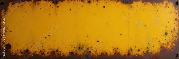 Fototapeta Rusty old yellow metal bucket, weathered texture, bucket, old