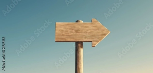 Fototapeta Simple directional sign with a bold left arrow against a serene sky, representing travel, choices, detours, and alternative paths in life