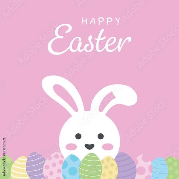 Obraz Happy Easter cute bunny with eggs