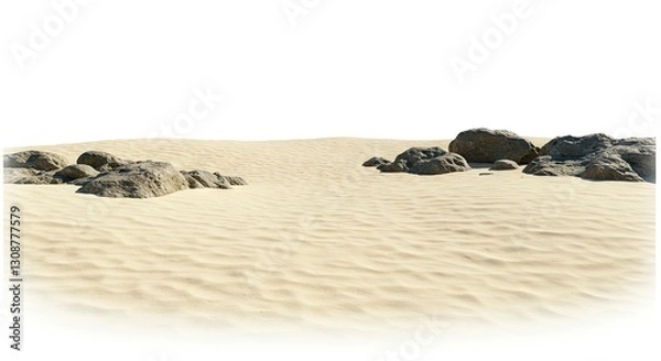 Fototapeta Sand Dunes Landscape with Rocks and Light Patterns Creating Arid Scenery
