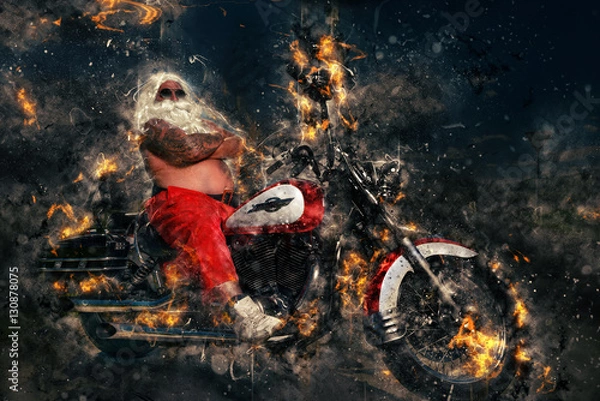Obraz Santa on a motorcycle