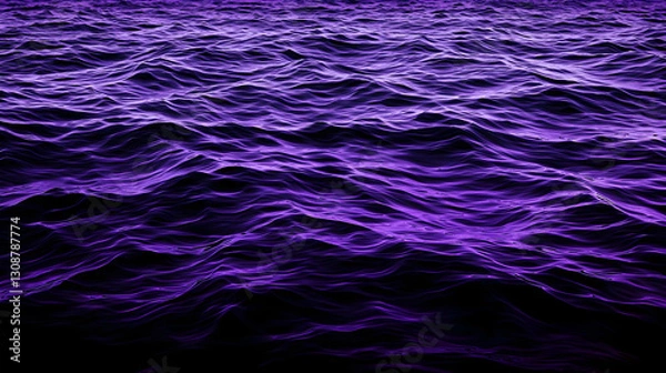 Fototapeta Abstract Purple Water Surface With Waves And Black Background Reflecting Light And Creating Dynamic Motion