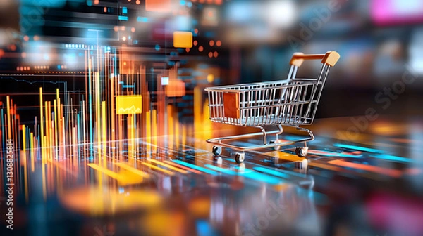 Obraz Shopping trends unveiled e-commerce dynamics virtual marketplace data visualization digital environment analytical perspective