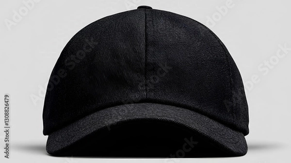 Obraz Blank Black Cap Isolated on White Background – Minimalist Headwear Mockup

