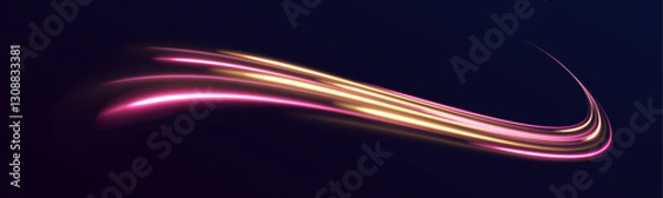 Fototapeta Abstract background in blue and purple neon glow colors. Vector blue glowing lines air flow effect. Speed connection background.	