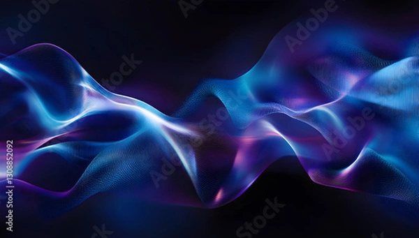 Fototapeta Futuristic Abstract 3D Waves – AI Digital Art.
