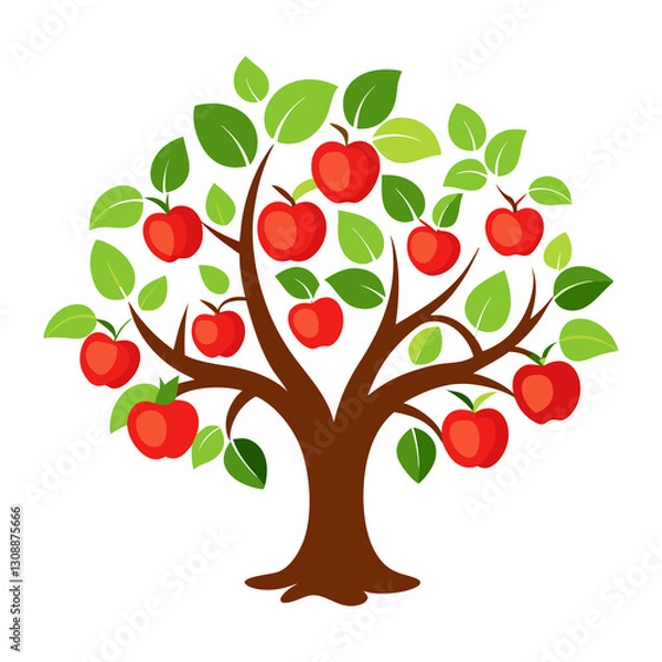 Obraz A apple tree with apple isolated on transparent background