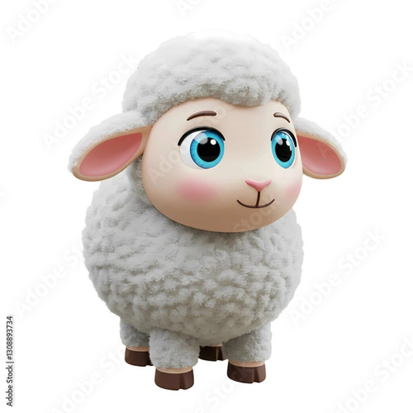 Fototapeta 3D Cheerful Cartoon Lamb Prancing – Whimsical Charm for Kid-Friendly Designs and Playful Graphics, PNG format 
