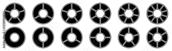 Obraz Pie chart, Infographic element round shape. empty middle, simple flat design vector illustration. 