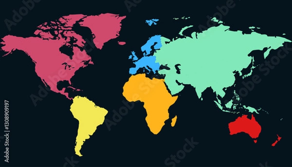 Obraz World map. Color modern vector map. Silhouette map