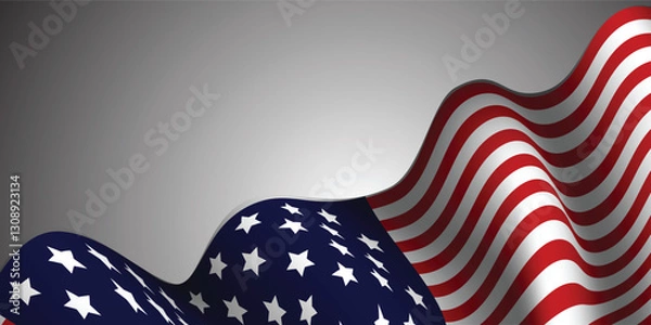 Obraz Flowing USA Flag  Vector