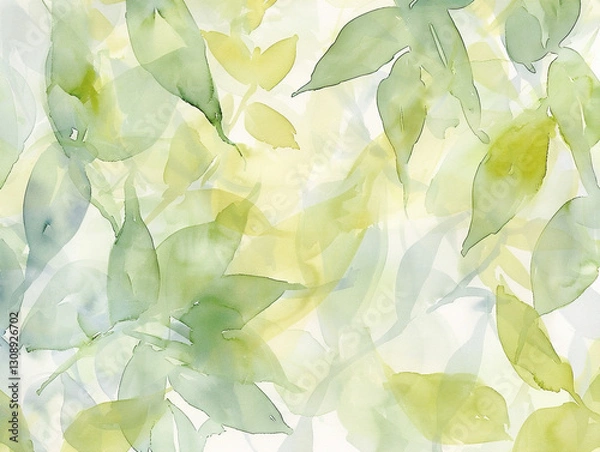 Fototapeta Nature-Inspired Abstract Foliage in Watercolor Style Generative AI  