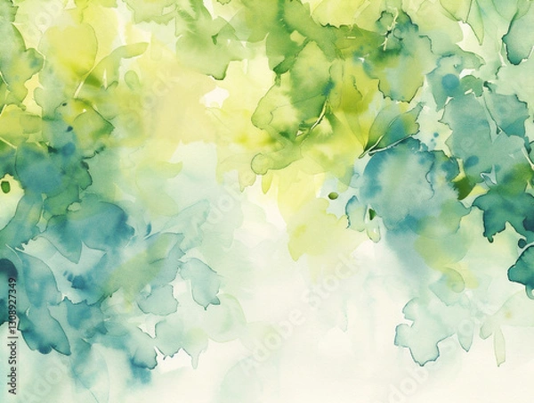 Fototapeta Nature-Inspired Abstract Foliage in Watercolor Style Generative AI  