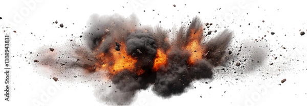 Obraz An explosive burst releases intense energy, sending a vivid cloud of smoke and debris into the air, illustrating the power of ammunition in action at an unspecified location