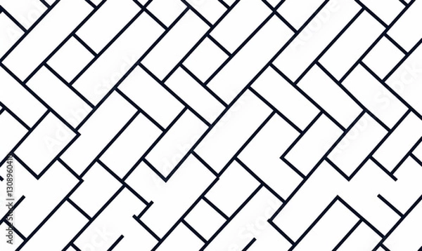 Fototapeta Abstract Geometric Pattern of Black Lines on White Background