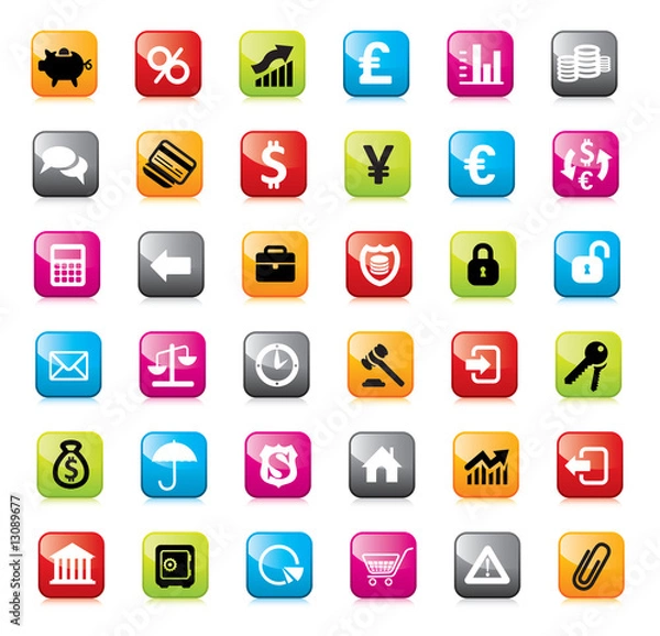 Obraz Przyciski finansów, elementy internetowe.