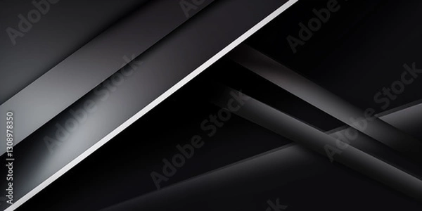 Fototapeta Abstract geometric shapes in black and gray create a modern, sleek background design.