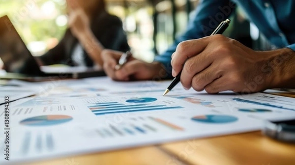 Fototapeta Business Meeting, Analyzing Data and Charts