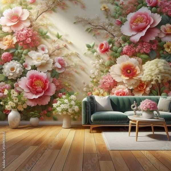 Fototapeta Lush Illustration in Full Bloom D Render Realistic Textures A hi