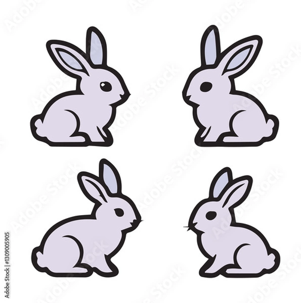 Fototapeta rabbit set vector color icon