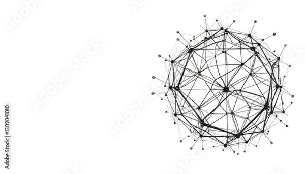 Fototapeta A visually striking abstract black geometric design featuring circular and organic patterns made of interconnected arcs, ellipses, and curved lines. The design appears almost three-dimensional,