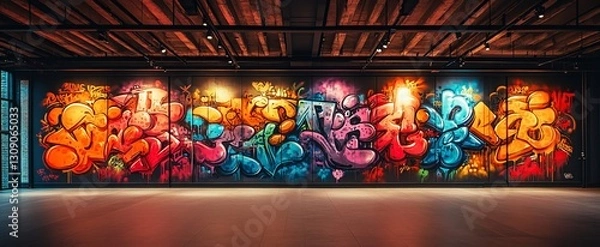 Obraz large wall covered in graffiti art