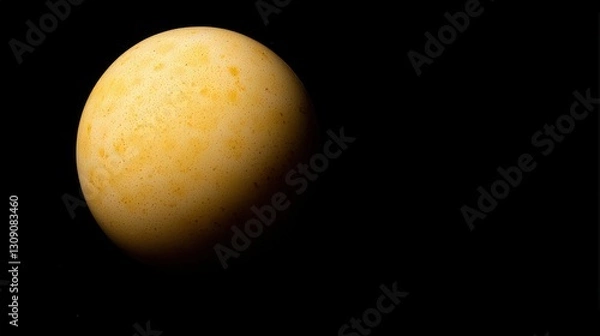 Fototapeta Isolated Single Fried Egg with Crispy Edges on Black Background