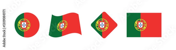 Fototapeta 
Vector Portugal National Flag icon collection. Flag set of Portugal various styles.
