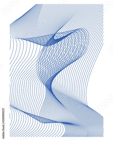 Fototapeta A modern and abstract line art design with flowing lines against a white background. Perfect for creating eye-catching backgrounds, wallpapers, and digital art