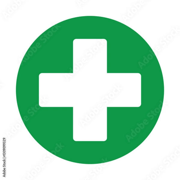 Fototapeta first aid icon vector. green cross medical icon. safety first sign. medical healthcare sign. hospital symbol. first aid and medical cross for mobile app, ui and website. vector illustration